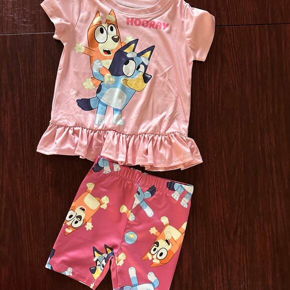 Bluey Peplum T-Shirt and Bike Shorts Outfit Set - Picture 2 of 4
